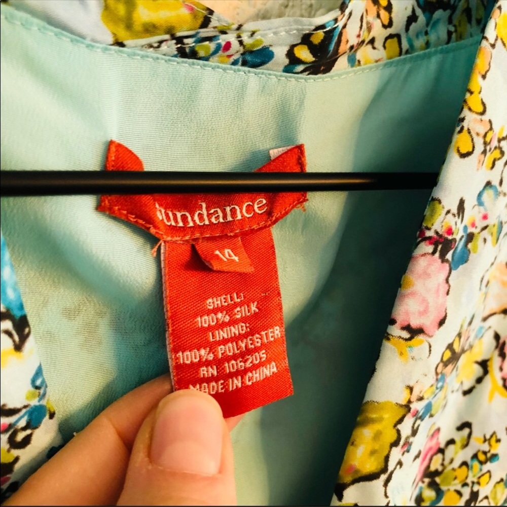 Sundance silk light blue floral tie waist dress size 14 - Picture 9 of 14